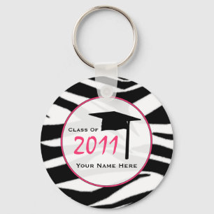 Porte-clés Classe De Graduation De 2011 - Zebra Print & Pink