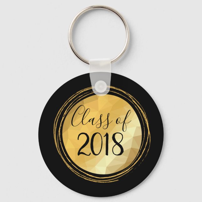 Porte-clés Classe minimale de graduation brillante or de 2018 (Recto)