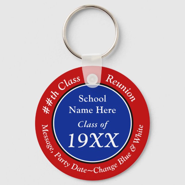 Porte-clés Classe Rouge, Blanc et Bleu Cadeaux de Réunion, Po (Recto)
