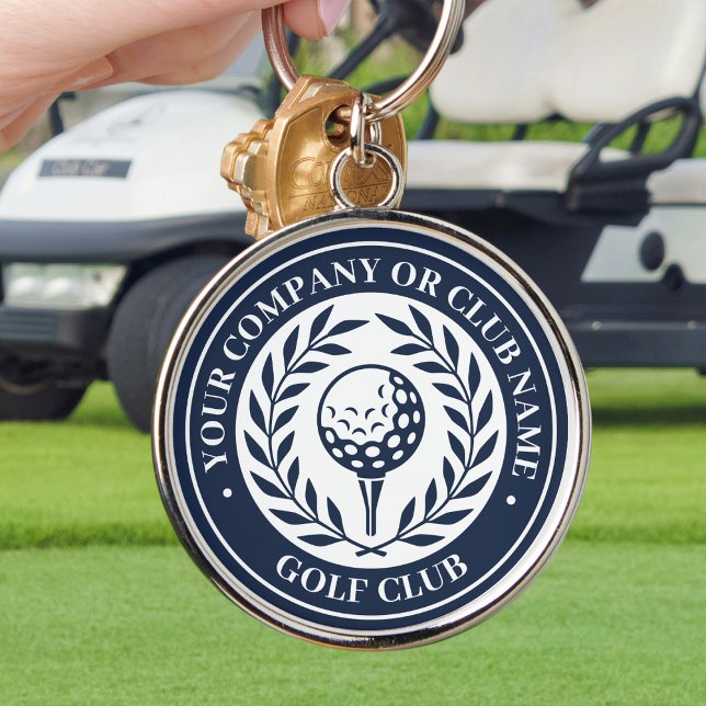 Porte-clés Classic Golf Nom personnalisé Bleu foncé (Créateur téléchargé)