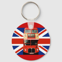 Clavier avec drapeau britannique et bus
