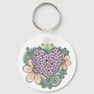 Porte-clés Clavier d'art de gribouillis de coeur et de fleurs