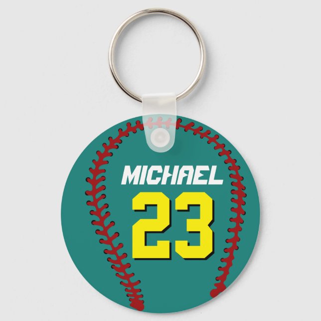 Porte-clés Clavier de baseball turquoise pour les sportifs ou (Recto)