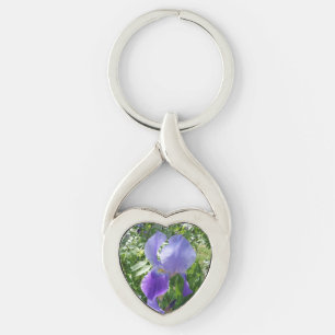 Porte-clés Clavier de coeur de fleurs violettes