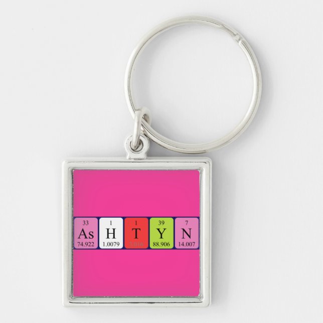Porte-clés Clavier de nom de table périodique Ashtyn (Devant)