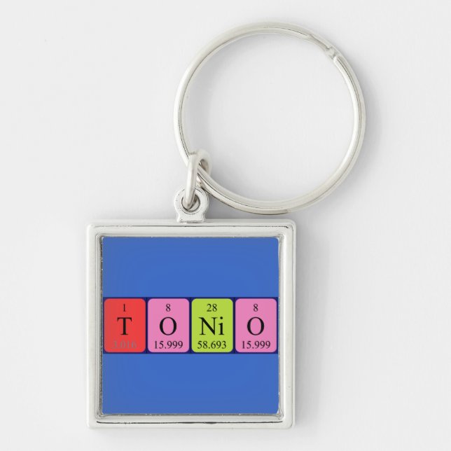Porte-clés Clavier de nom de table périodique de Tonio (Devant)