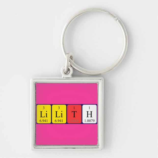 Porte-clés Clavier de nom de table périodique Lilith (Devant)