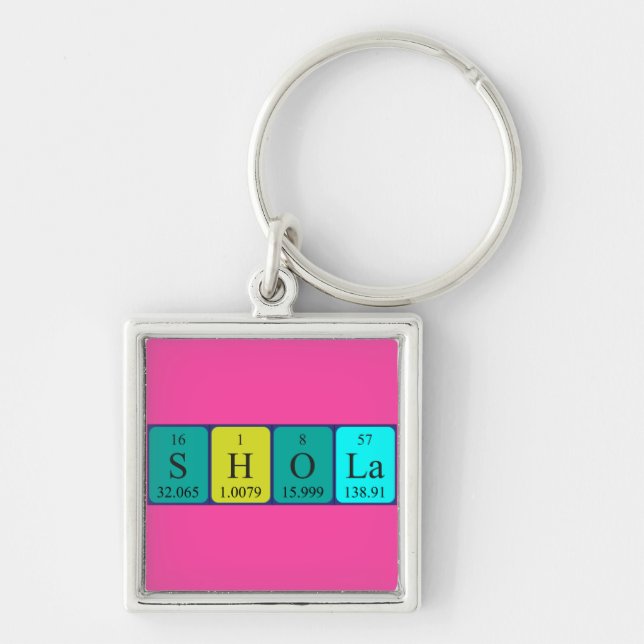 Porte-clés Clavier de nom de table périodique Shola (Devant)