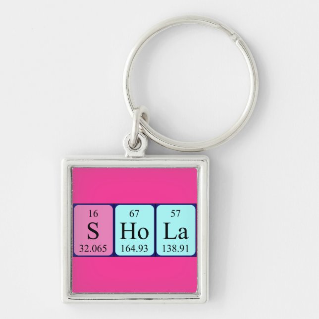 Porte-clés Clavier de nom de table périodique Shola (Devant)