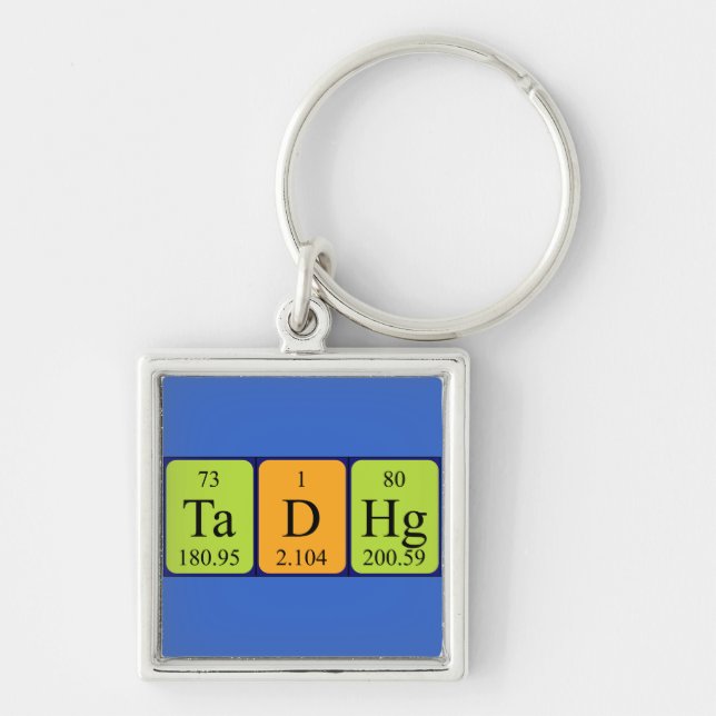Porte-clés Clavier de nom de table périodique Tadhg (Devant)