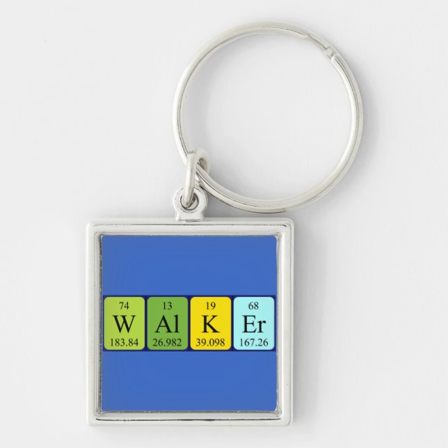 Porte-clés Clavier de nom de table périodique Walker (Devant)