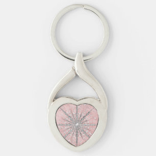 Porte-clés Clavier d'hiver vintage rose argent