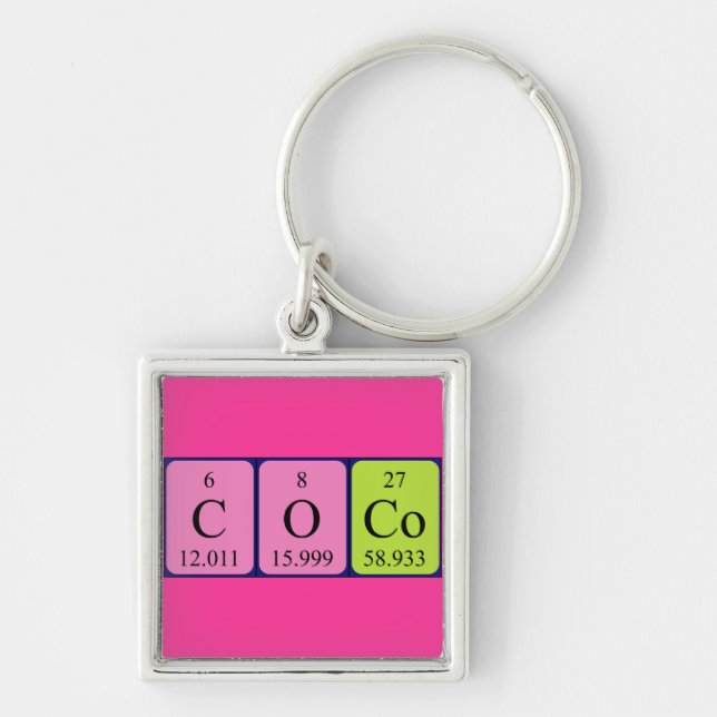 Porte-clés Clavier du nom de table périodique du Coco (Devant)