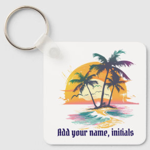 Porte-clés Clavier Tropical Sunset - Vibes de Plage & Palm Tr