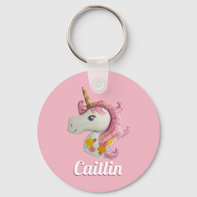 Porte-clés Clavier Unicorne rose personnalisé (Recto)