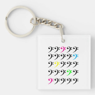 Porte-clés Clé de Fa Colorée Art Néon Musique pour les Musici