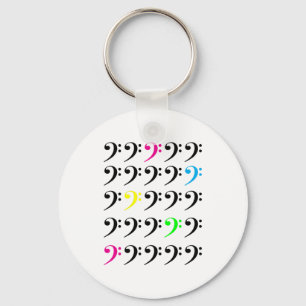 Porte-clés Clé de Fa Colorée Motif Grille Amoureux de Musique