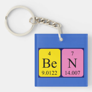 Porte-clés Clé de nom de table périodique Ben
