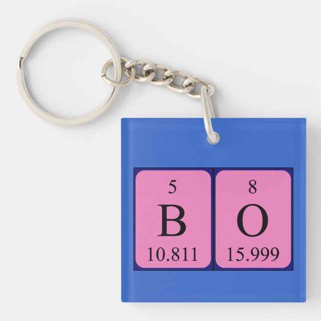 Porte-clés Clé de nom de table périodique Bo (Devant)