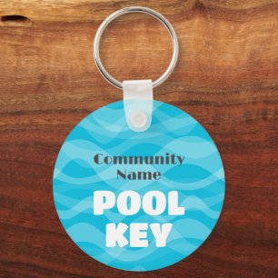 Porte-clés Clé de pool avec votre nom de communauté ou vos in