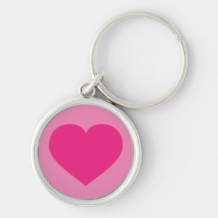 Porte-clés Clé du coeur rose chaud