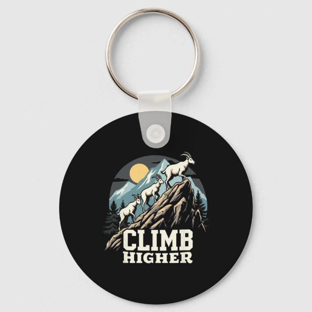 Porte-clés Climb Higher Mountain Goat Adventure Motivational  (Recto)