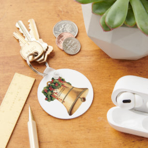 Porte-clés Cloche dorée de Noël vintage, Vœux de la saison