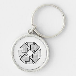 Porte-clés Clockwise Arrows Minimal Geometric White Variant 1
