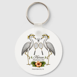 Porte-clés Club de badminton personnalisé Vintage Heron