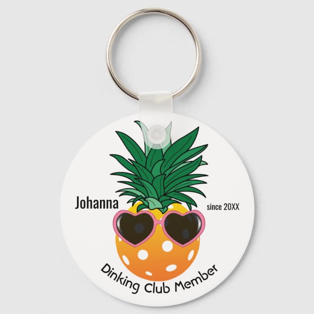Porte-clés Club Dinking personnalisable, ananas Pickleball (Recto)