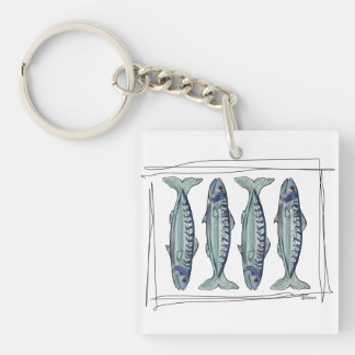 Porte-clés Coastal Blue Mackerel Seamless Ocean Fish Pattern