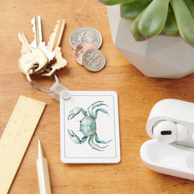 Porte-clés Coastal Watercolor Crab Personalized (Bureau)