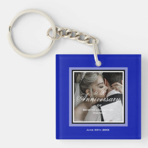 Porte-clés Cobalt bleu 50e anniversaire mariage couple
