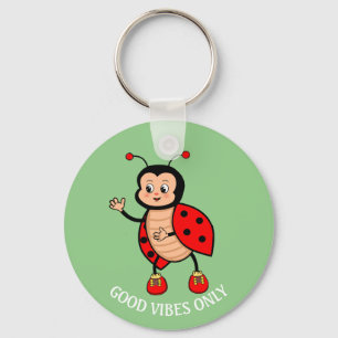 Porte-clés Coccinelle Good Vibes Only sur Vert