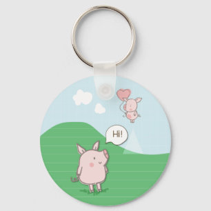 Porte-clés Cochon Flottant mignon Dit Bonjour