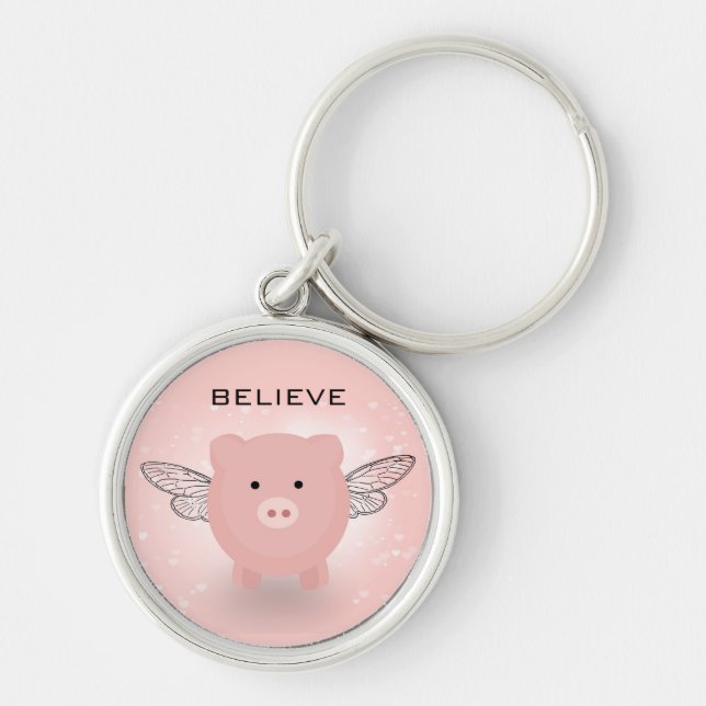 Porte-clés Cochon volant mignon (Devant)