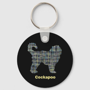 Porte-clés Cockapoo Chien Jaune et Grille Noire