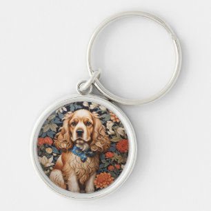 Porte-clés Cocker Spaniel William Morris Inspiré Floral