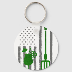 Porte-clés Cocktail et jardinage  - Drapeau américain vintage