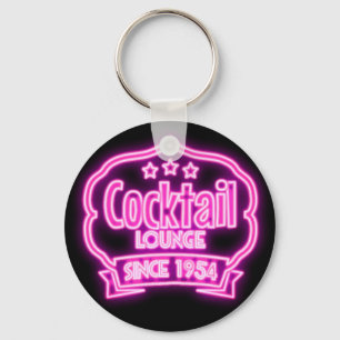 Porte-clés Cocktail lounge rétro néon vintage bar à alcool