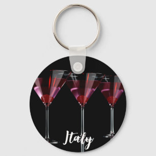 Porte-clés Cocktails rouges en verre de martini à la cerise