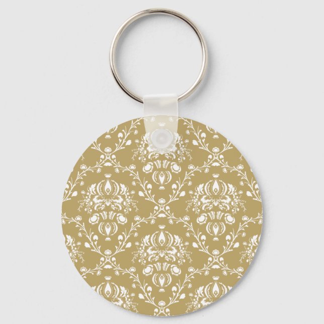 Porte-clés Cocoa and Cream Damask (Recto)