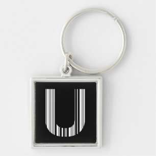 Porte-clés CODE À BARRES DE LA LETTRE U Premier motif de code