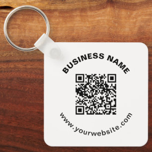 Porte-clés Code QR avec nom d'entreprise Texte circulaire gra