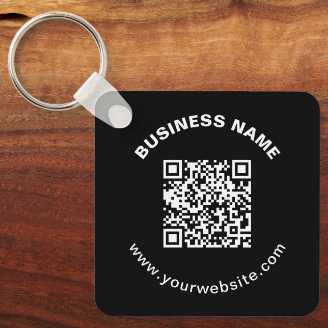 Porte-clés Code QR avec nom d'entreprise Texte circulaire gra (Recto)