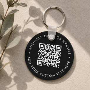Porte-clés Code QR   Budget Moderne Affaires Noir Rond