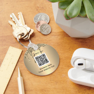 Porte-clés Code QR Business Logo Professionnel Gold