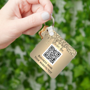 Porte-clés Code QR Business Logo Professionnel Gold