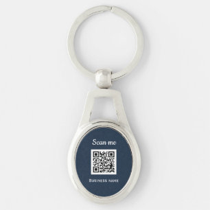Porte-clés Code QR Business Logo Professionnel Marine Bleu