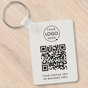 Porte-clés Code QR Business Logo Professionnel Simple Grey